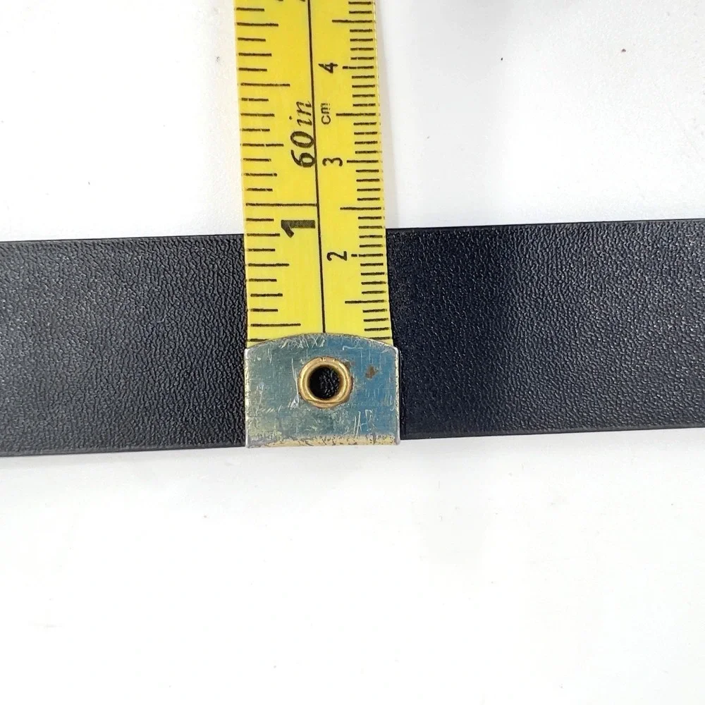 Womens Belt XS S M Black Gold Bar Buckle Statement 80s Brutalist Avant Garde